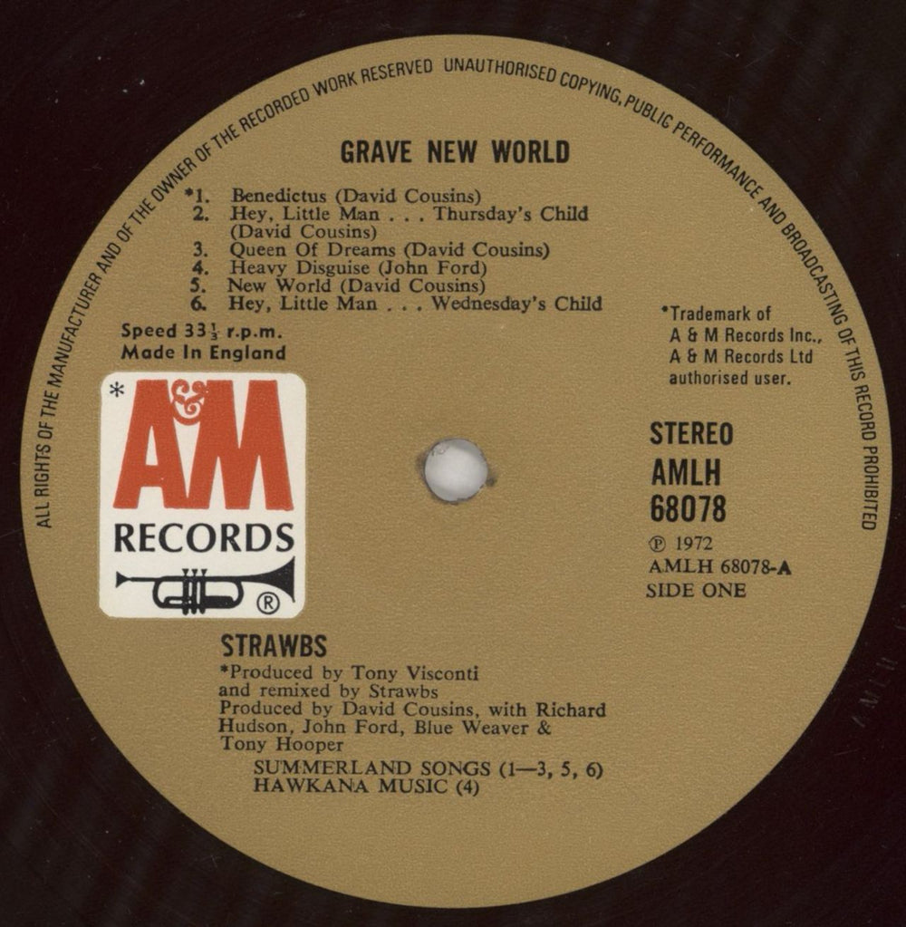 The Strawbs Grave New World + Booklet - Red - EX UK vinyl LP album (LP record) SRBLPGR676379