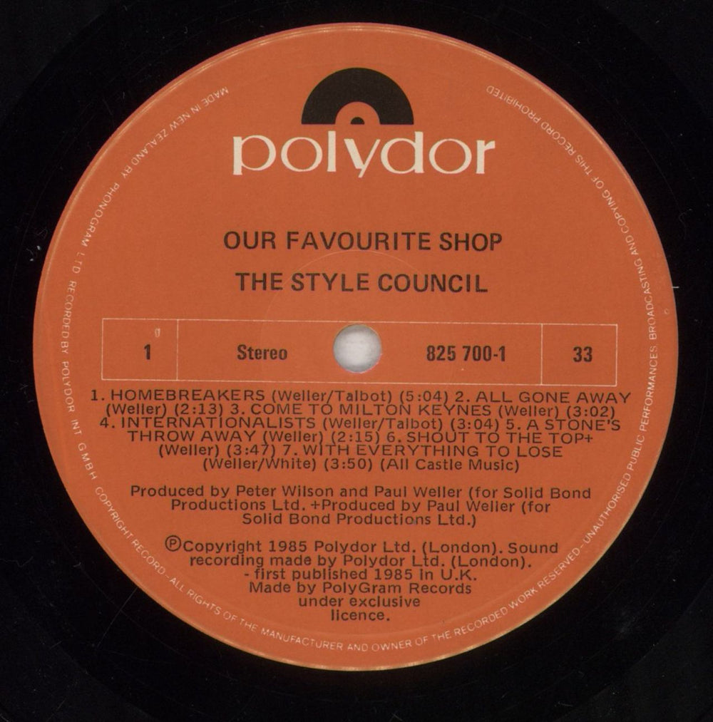 The Style Council Our Favourite Shop New Zealand vinyl LP album (LP record) STYLPOU856298