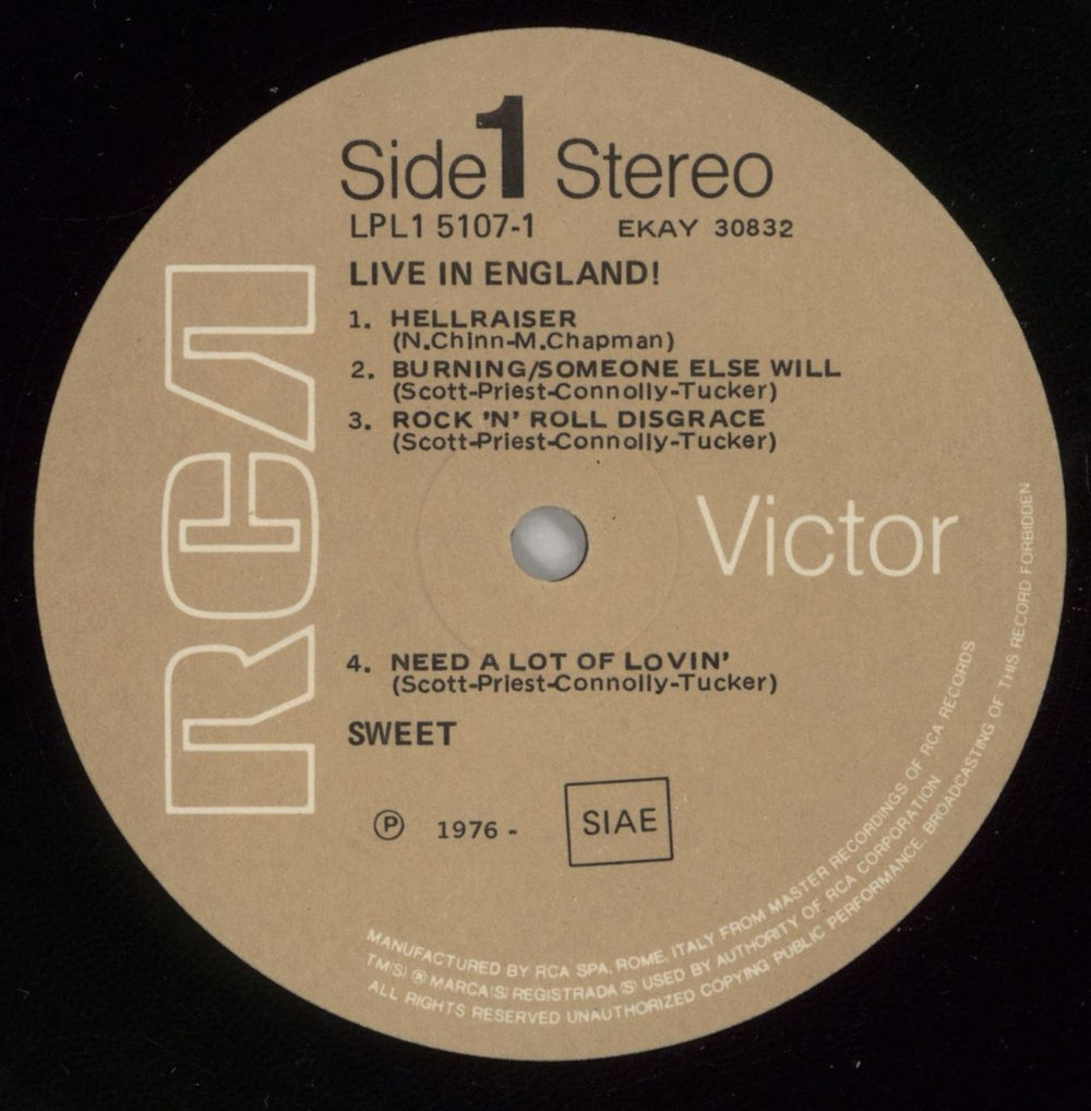 The Sweet Live In England! Italian vinyl LP album (LP record) SWTLPLI688934