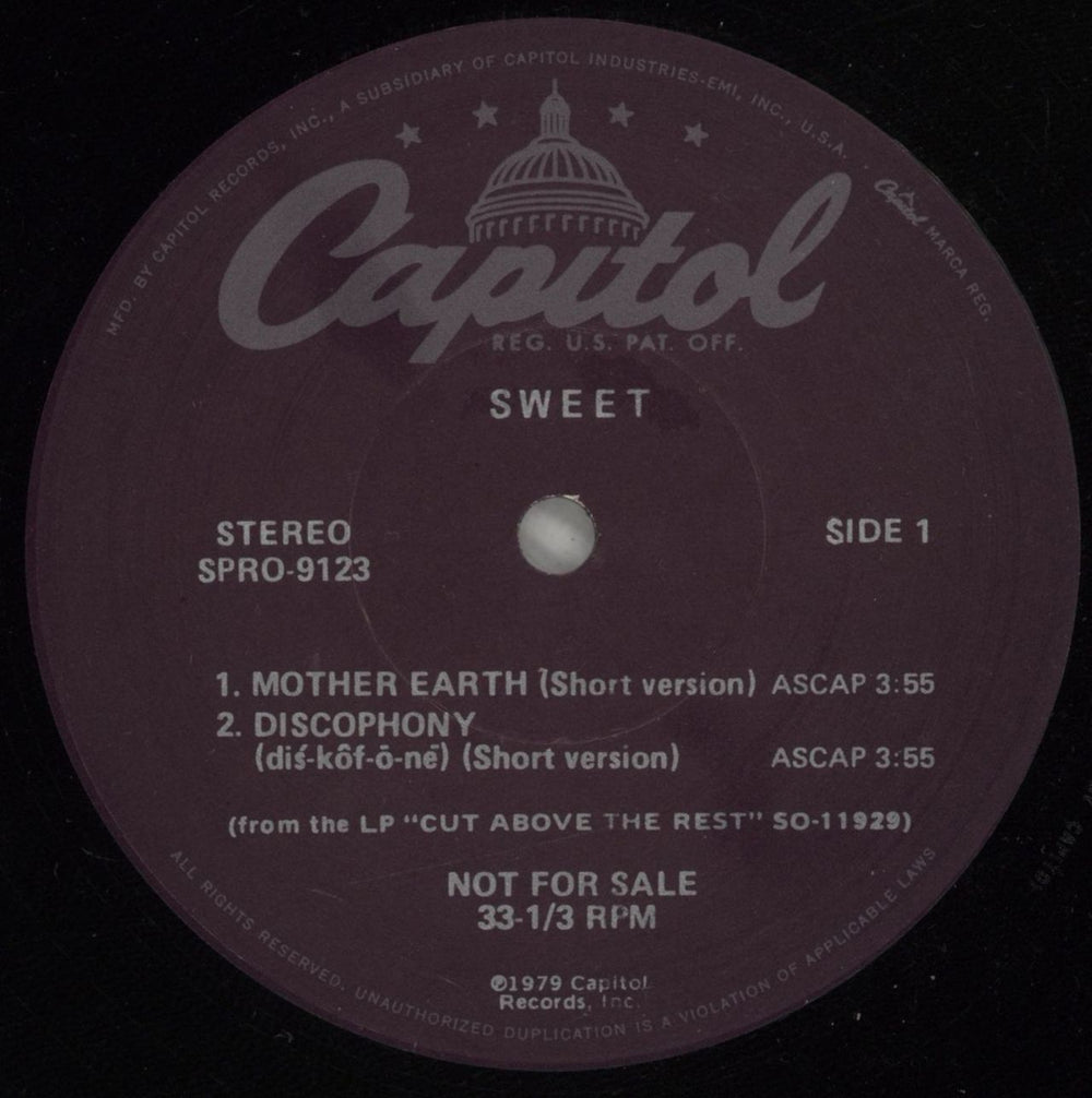 The Sweet Mother Earth US Promo 12" vinyl single (12 inch record / Maxi-single) SPRO-9123