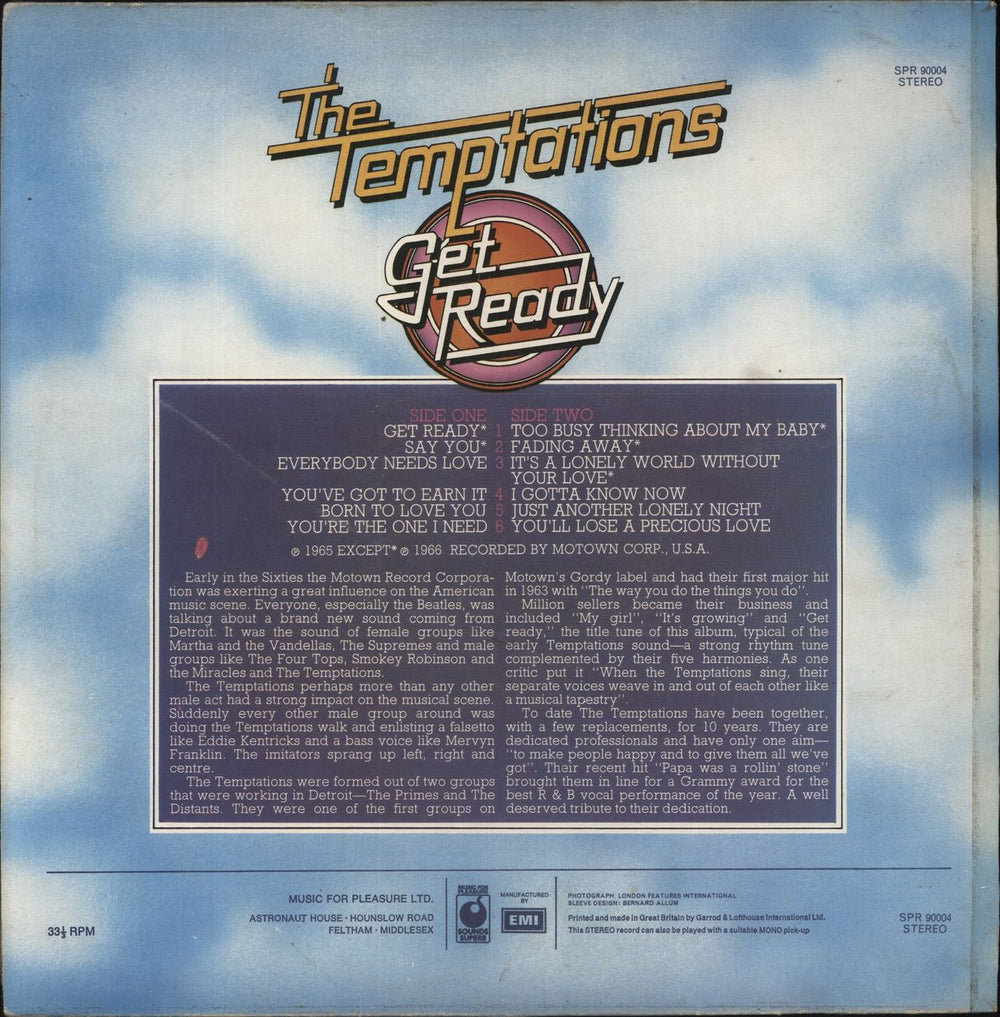 The Temptations Get Ready UK vinyl LP album (LP record)