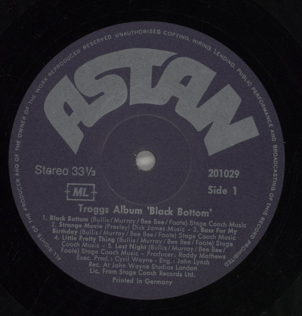 The Troggs Black Bottom Swiss vinyl LP album (LP record) TRGLPBL858577