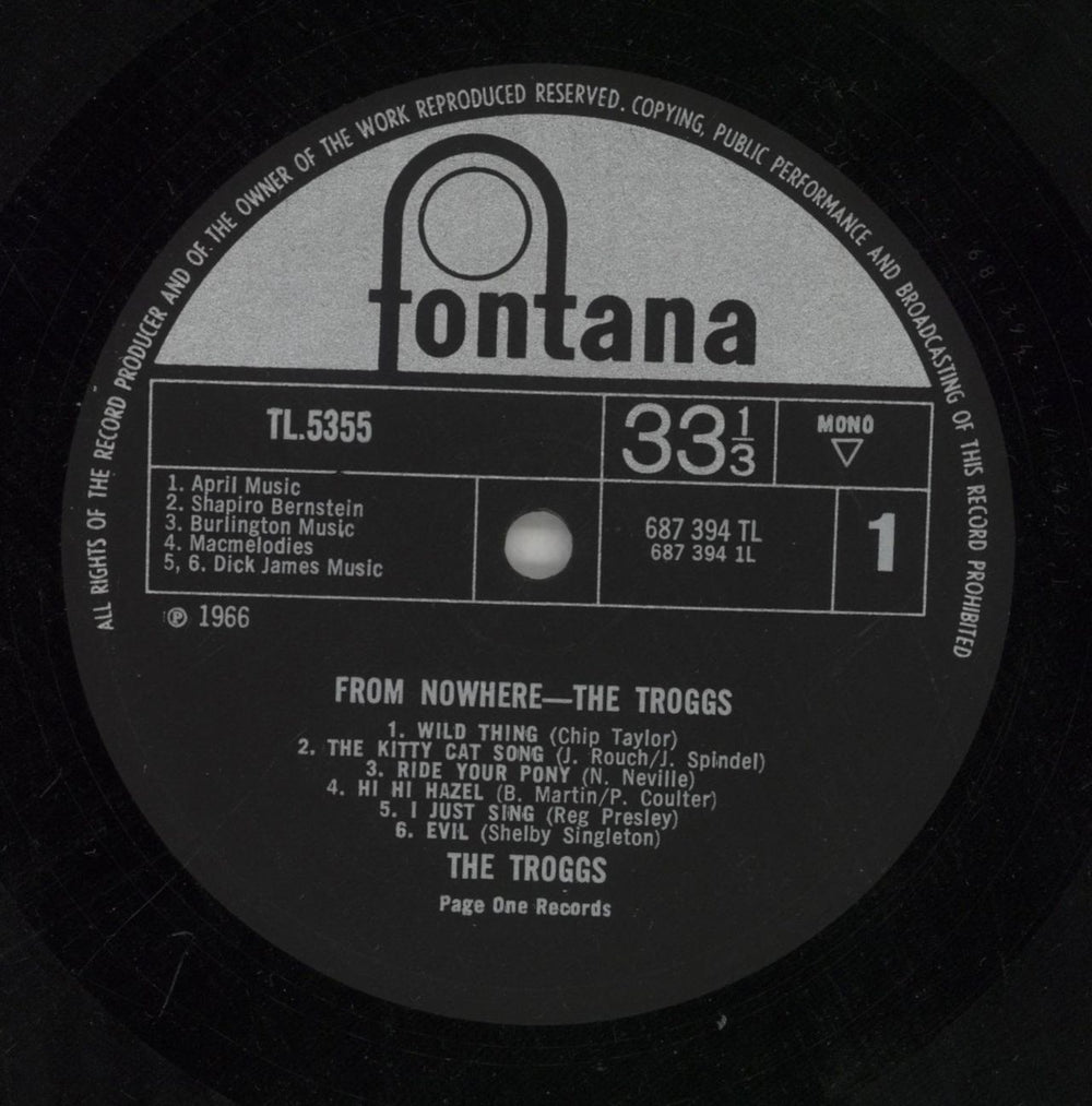 The Troggs From Nowhere... UK vinyl LP album (LP record) TRGLPFR63673
