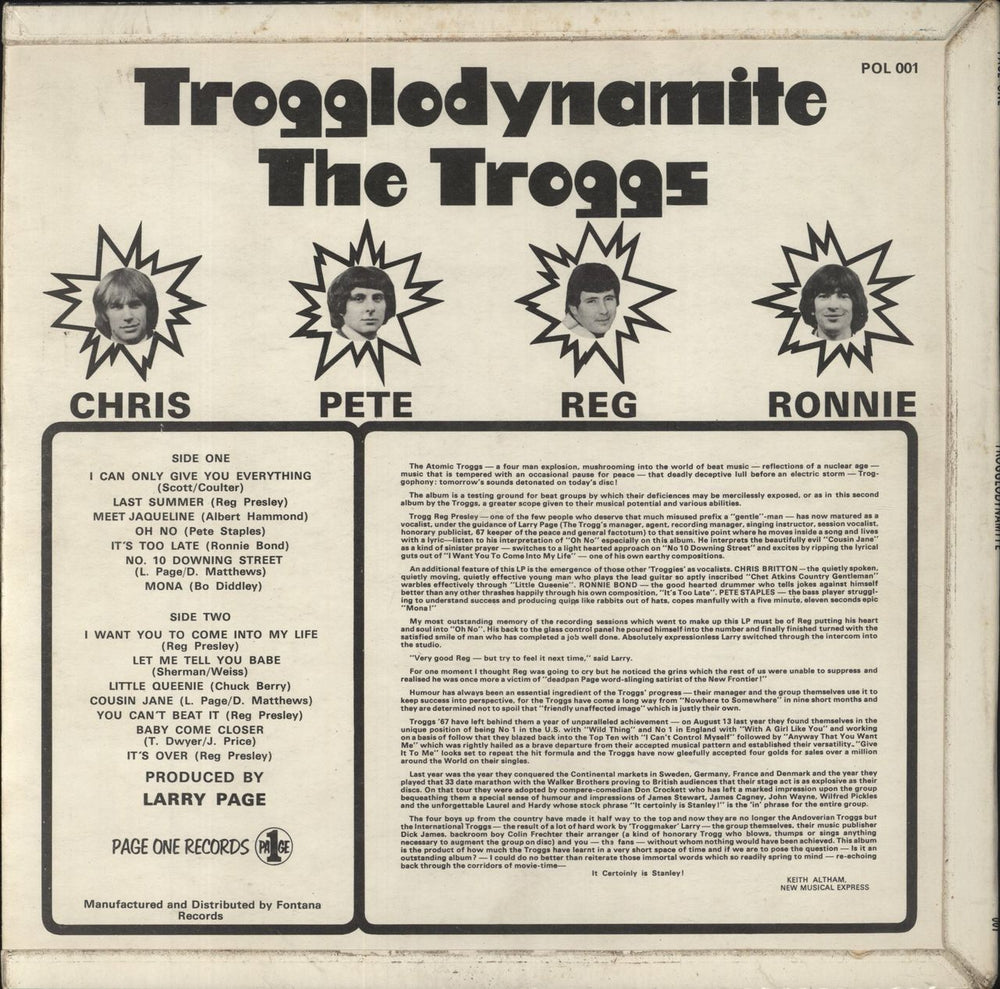 The Troggs Trogglodynamite - VG UK vinyl LP album (LP record)