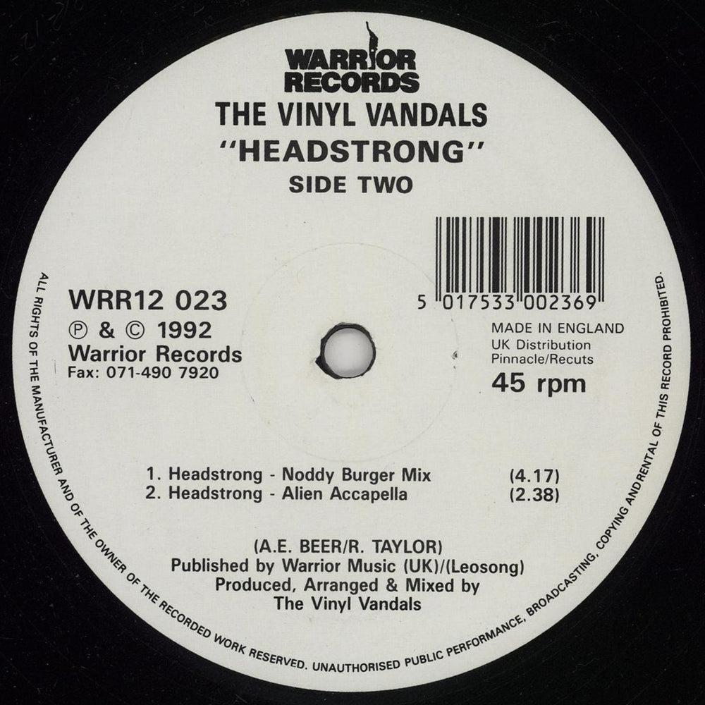 The Vinyl Vandals Headstrong UK 12" vinyl single (12 inch record / Maxi-single) 5017533002369