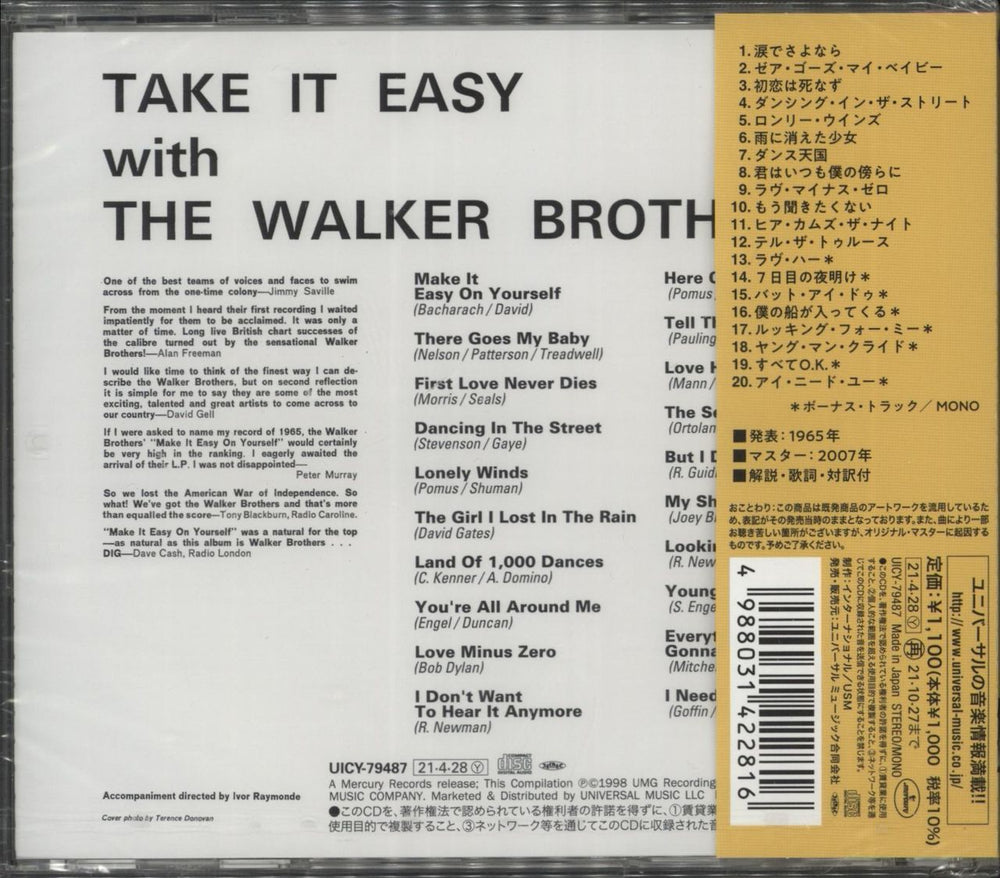 The Walker Brothers Take It Easy With - Sealed Japanese CD album (CDLP) 4988005459817