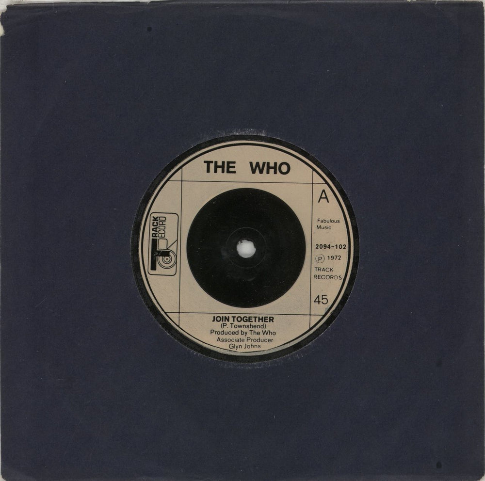 The Who Join Together - Cream Injection UK 7" vinyl single (7 inch record / 45) 2094-102