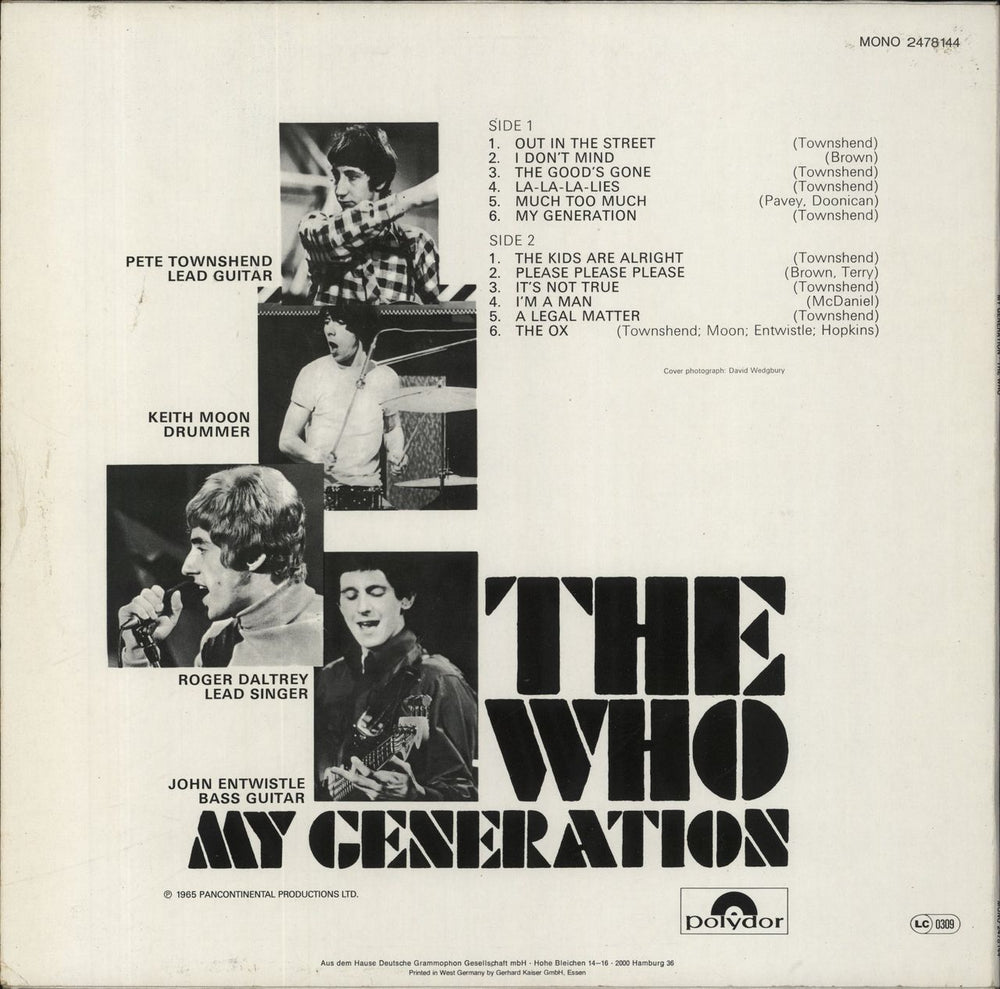 The Who My Generation - Hype Stickered Sleeve German vinyl LP album (LP record)