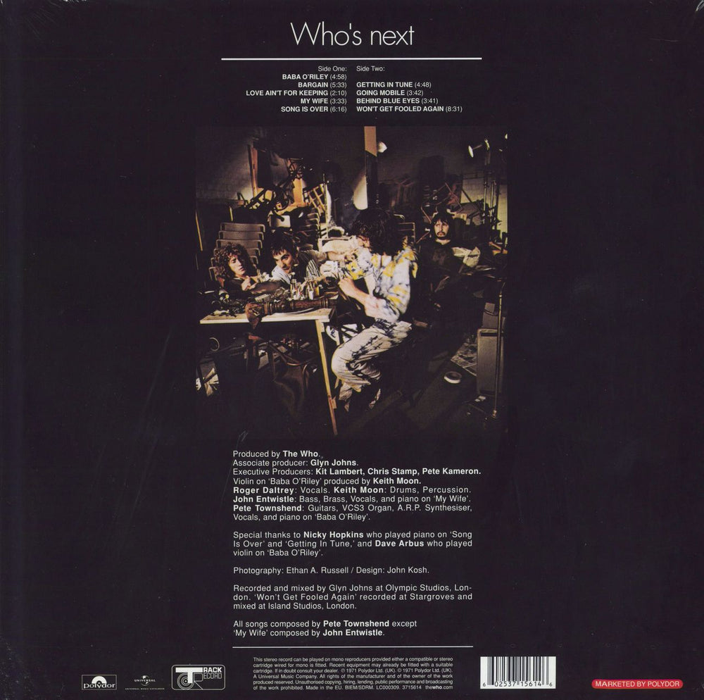 The Who Who's Next - 180 Gram Vinyl UK vinyl LP album (LP record) 602537156146