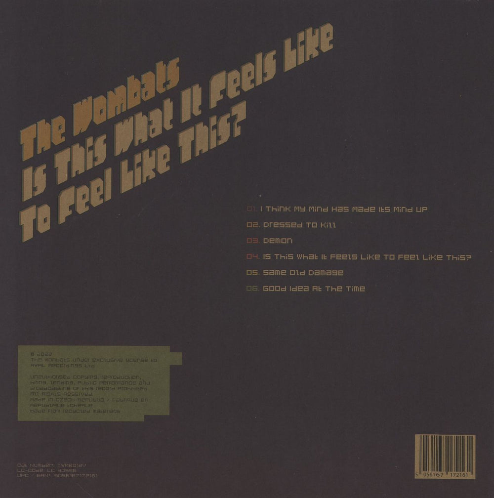 The Wombats Is This What It Feels Like To Feel Like This? - Eco Wax - Autographed UK 12" vinyl single (12 inch record / Maxi-single)