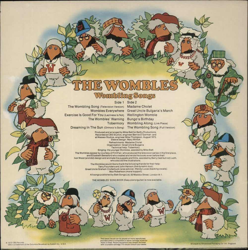 The Wombles Wombling Songs UK vinyl LP album (LP record)