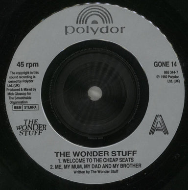 The Wonder Stuff Welcome to the Cheap Seats EP UK 7" vinyl single (7 inch record / 45) WON07WE247001