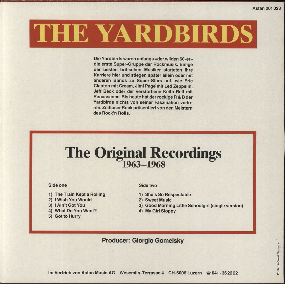The Yardbirds The Original Recordings 1963-1968 German vinyl LP album (LP record)