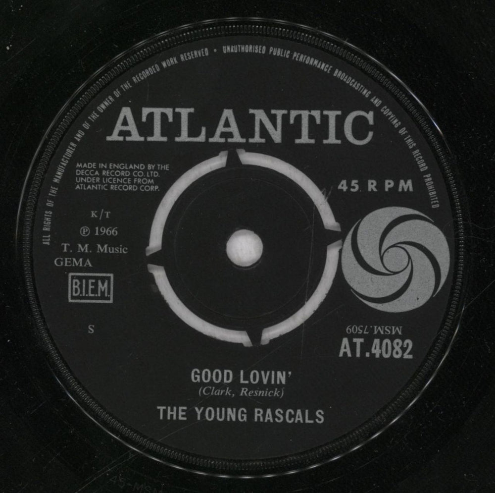 The Young Rascals Good Lovin' UK 7" vinyl single (7 inch record / 45) AT.4082