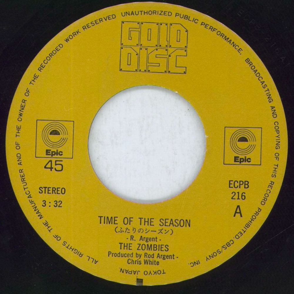 The Zombies Time Of The Season Japanese 7" vinyl single (7 inch record / 45) ZOM07TI488278