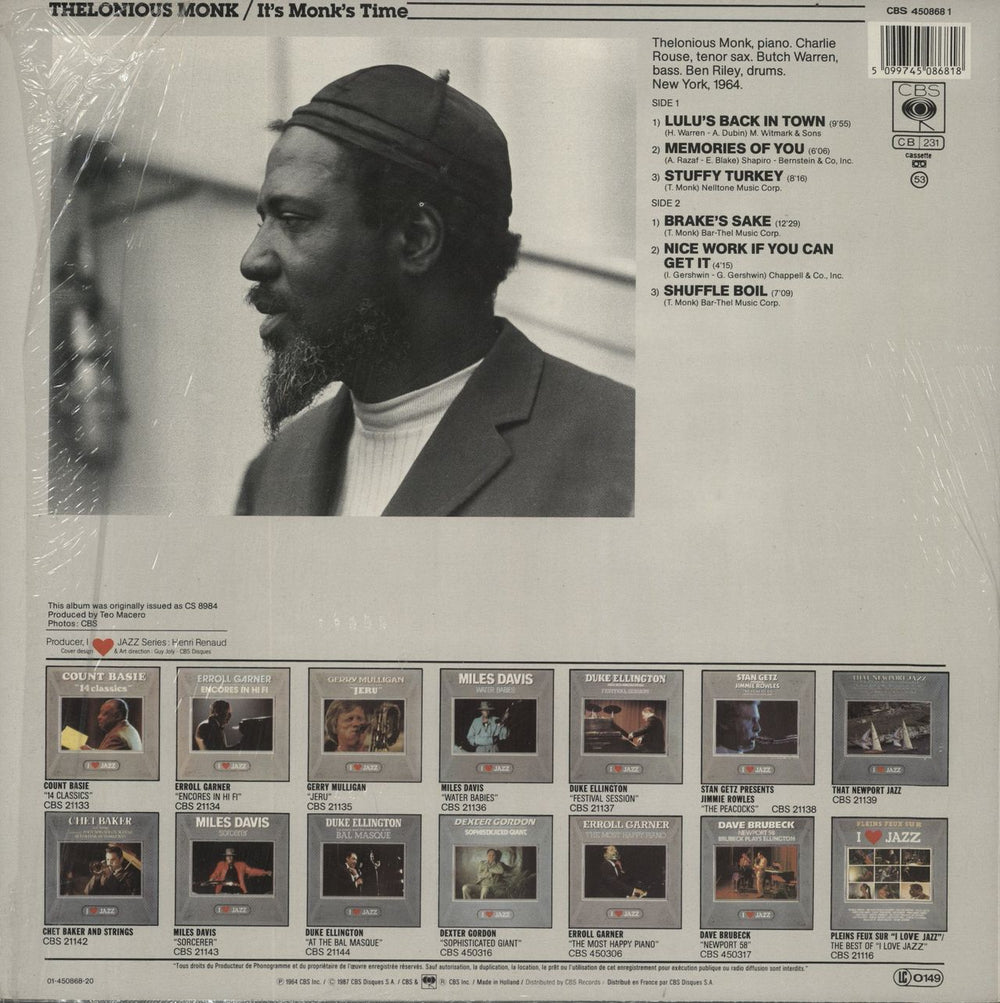 Thelonious Monk It's Monk's Time - Open Shrink Dutch vinyl LP album (LP record) 5099745086818