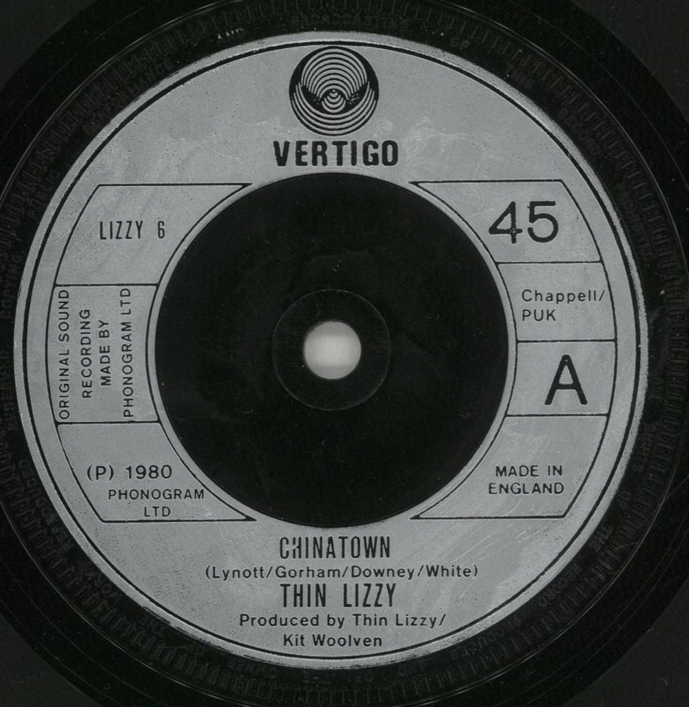 Thin Lizzy Chinatown - Embossed UK 7" vinyl single (7 inch record / 45) THI07CH58629