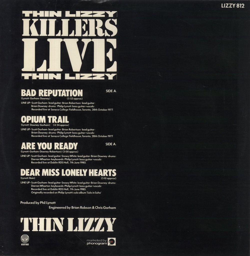 Thin Lizzy Killers Live EP - VG UK 12" vinyl single (12 inch record / Maxi-single)