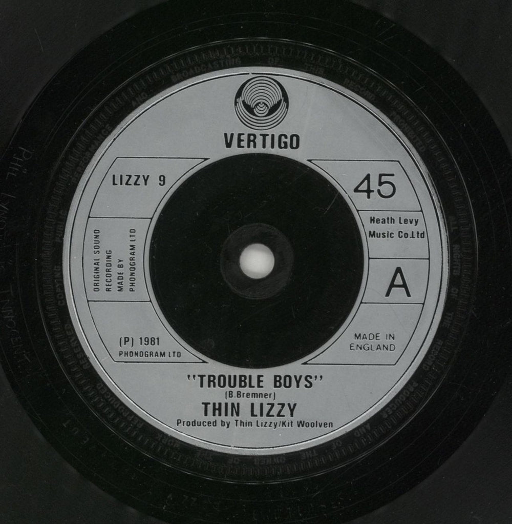 Thin Lizzy Trouble Boys - Inj UK 7" vinyl single (7 inch record / 45) THI07TR54068