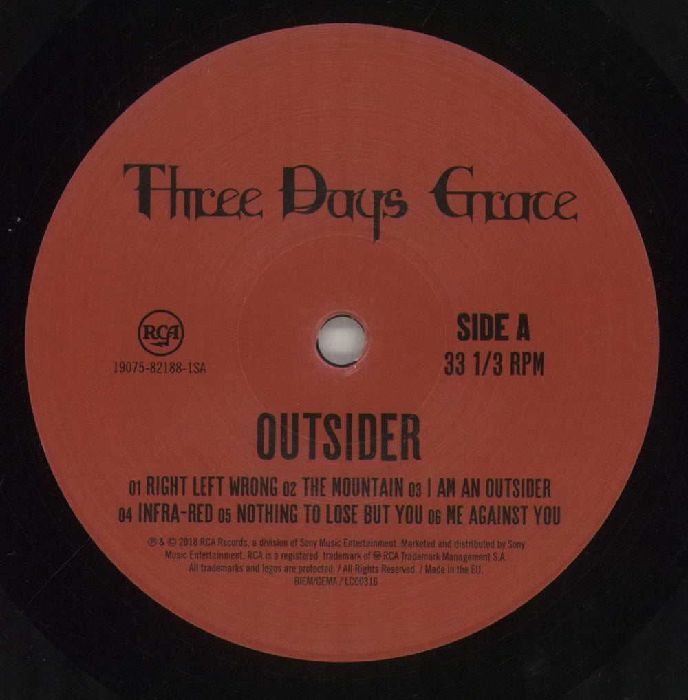 Three Days Grace Outsider German vinyl LP album (LP record) T6LLPOU859832