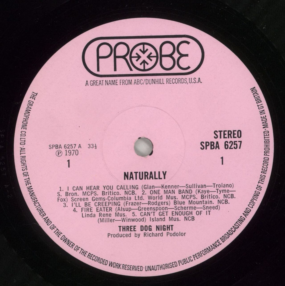Three Dog Night Naturally UK vinyl LP album (LP record) TDNLPNA144843