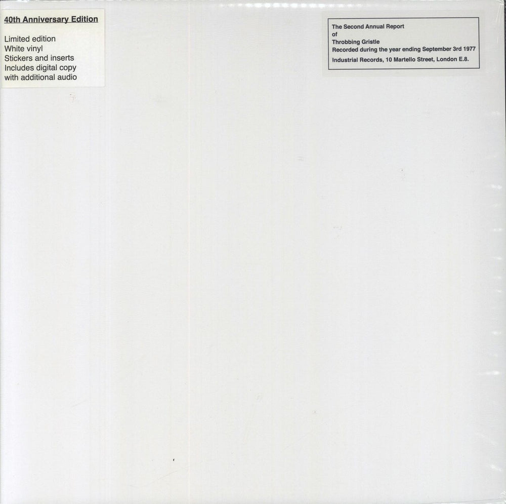 Throbbing Gristle The Second Annual Report - Sealed - White Vinyl UK vinyl LP album (LP record) TGLP22017