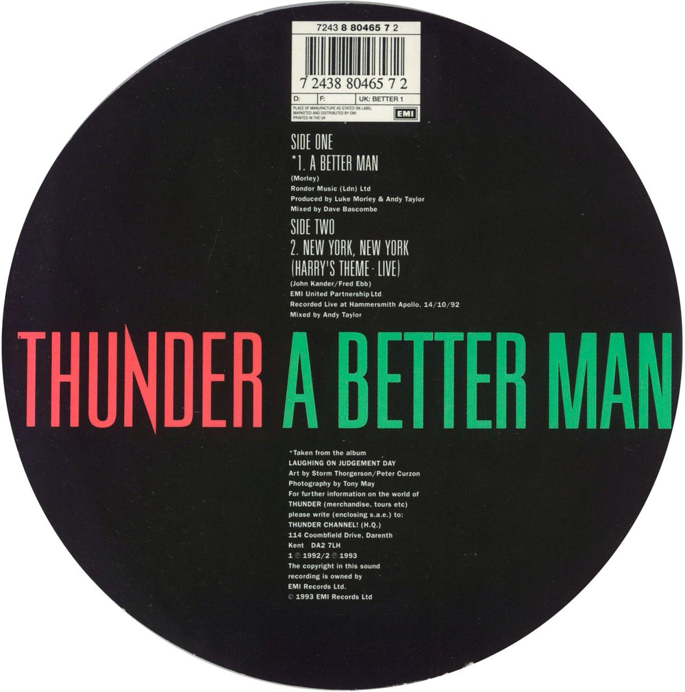 Thunder A Better Man - 3-D Sleeve + Glasses UK 7" vinyl single (7 inch record / 45) 724388046572