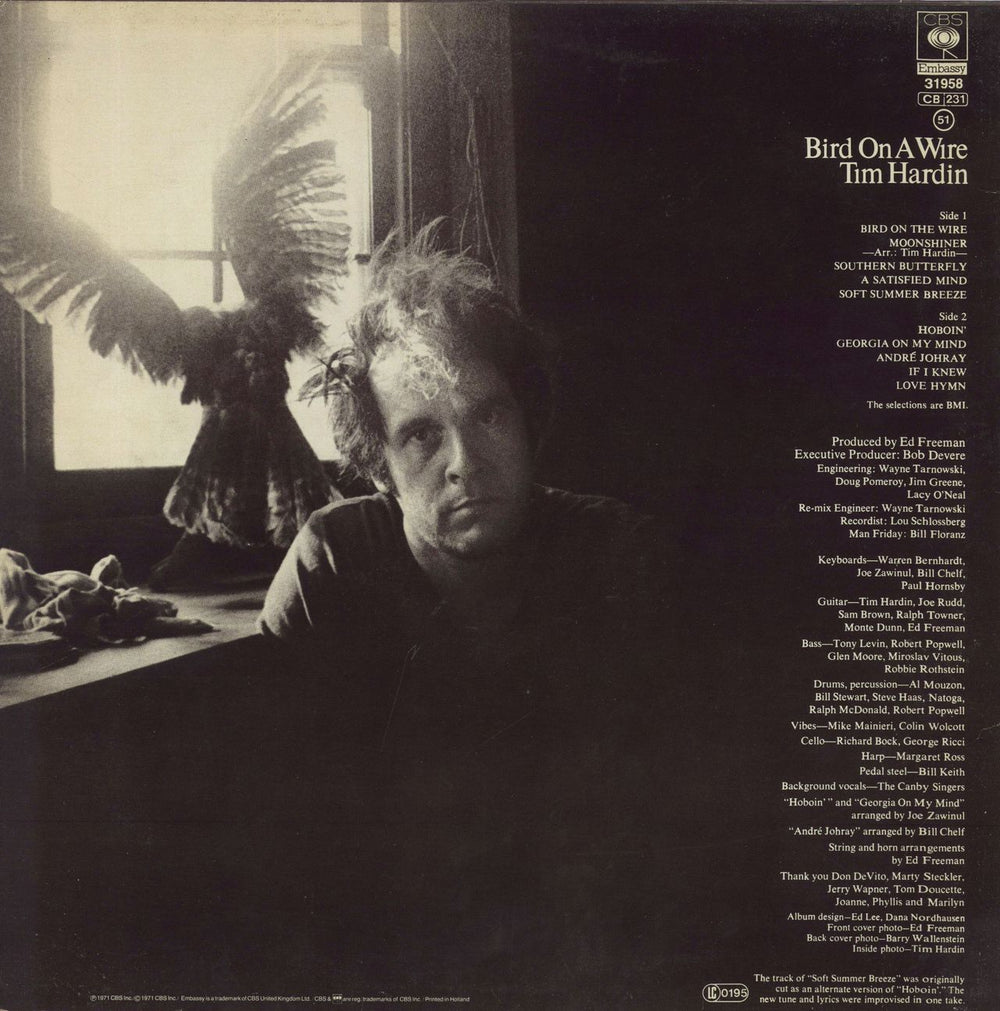 Tim Hardin Bird On A Wire Dutch vinyl LP album (LP record)