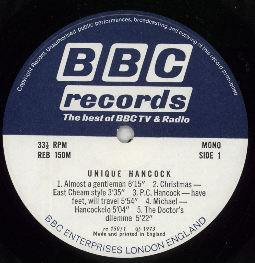 Tony Hancock Unique Hancock - 1st UK vinyl LP album (LP record) T.HLPUN454117