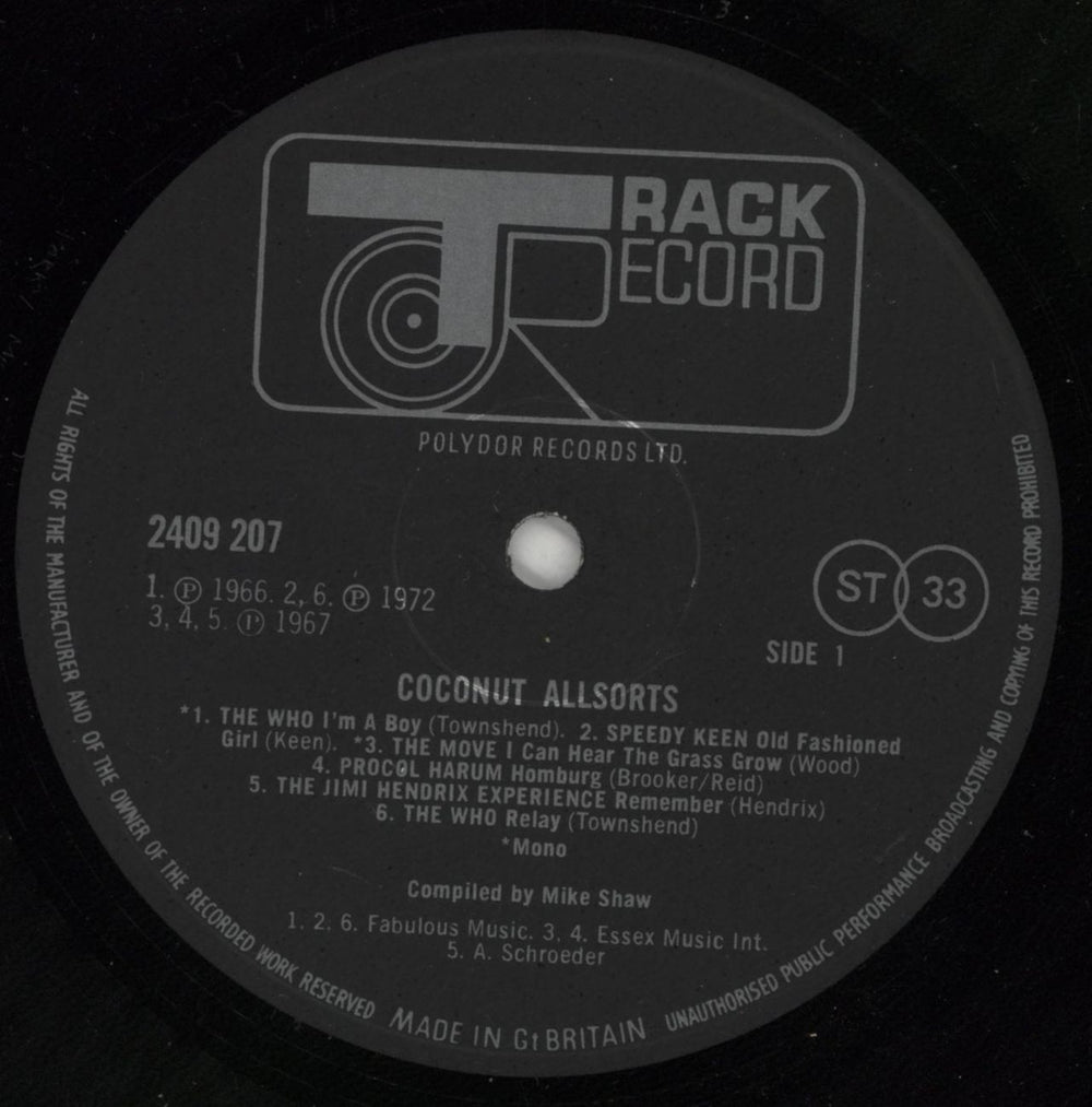 Track Records Coconut Allsorts UK vinyl LP album (LP record) 5TRLPCO866398