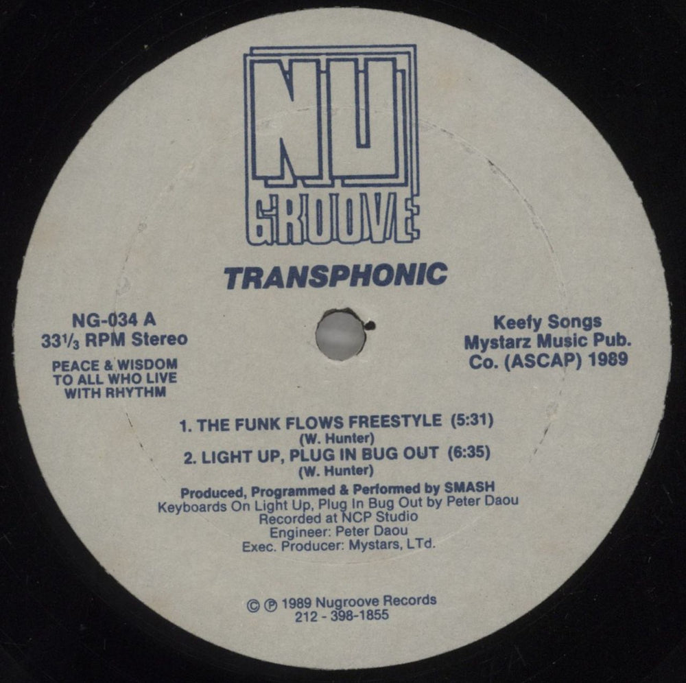 Transphonic The Funk Flows Freestyle US 12" vinyl single (12 inch record / Maxi-single) NG-034