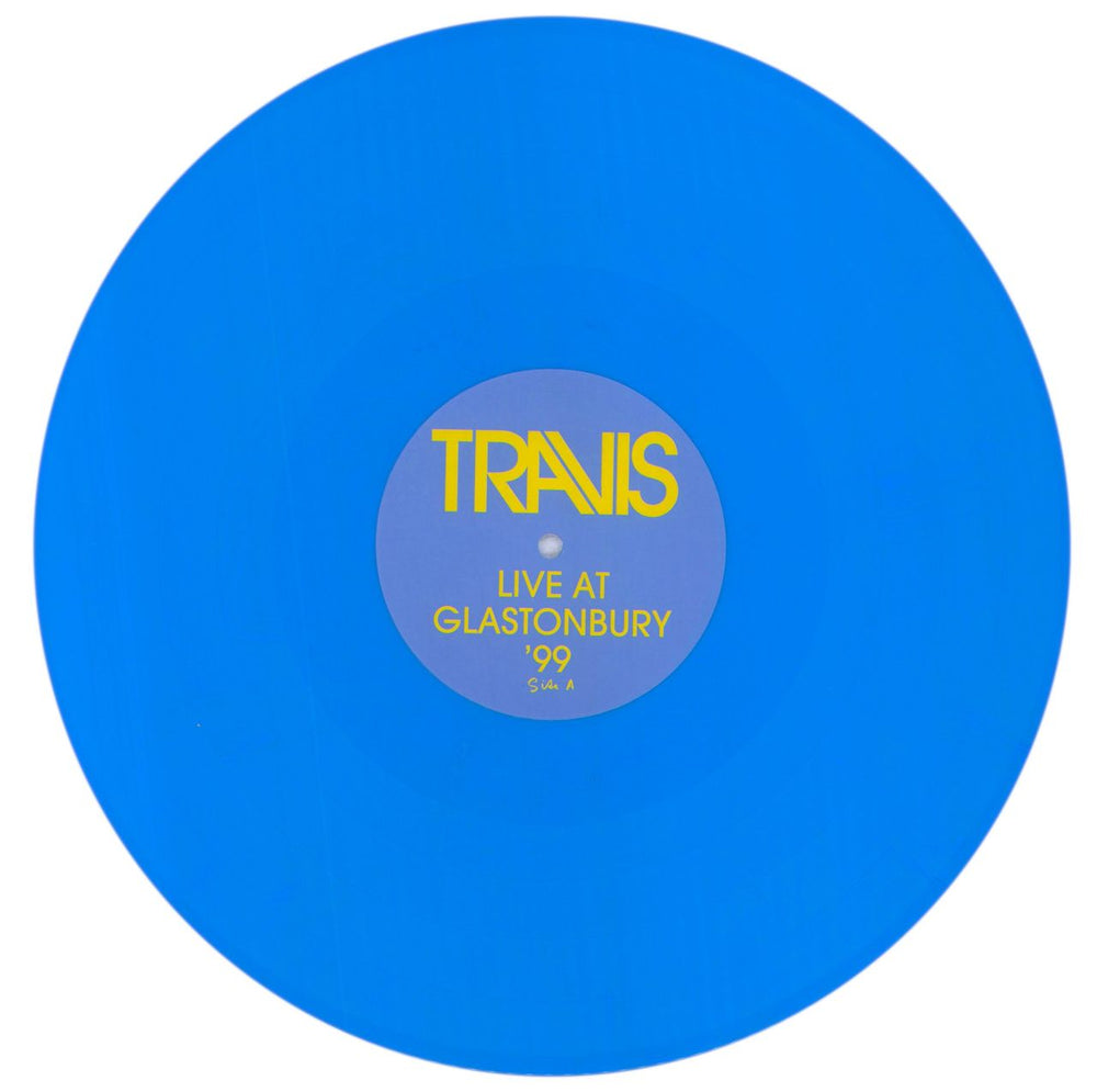 Travis (90s) Live At Glastonbury '99 - Blue Vinyl UK 2-LP vinyl record set (Double LP Album) RVS2LLI841202