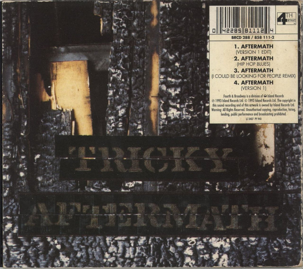 Tricky Aftermath UK CD single (CD5 / 5") 042285811124