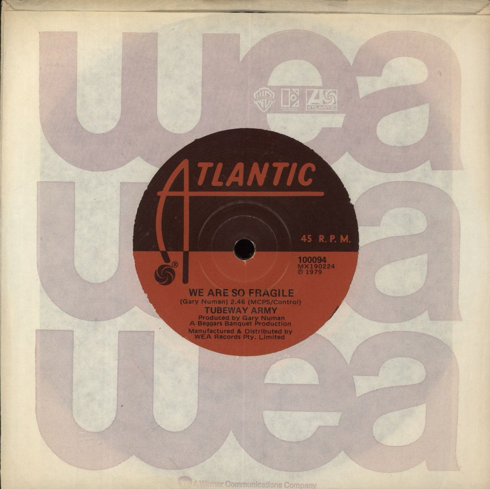 Tubeway Army Are 'Friends' Electric? Australian 7" vinyl single (7 inch record / 45)