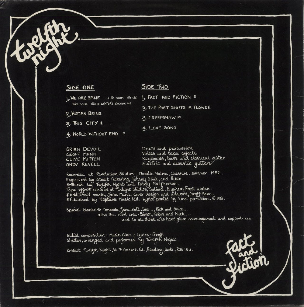Twelfth Night Fact And Fiction UK vinyl LP album (LP record)