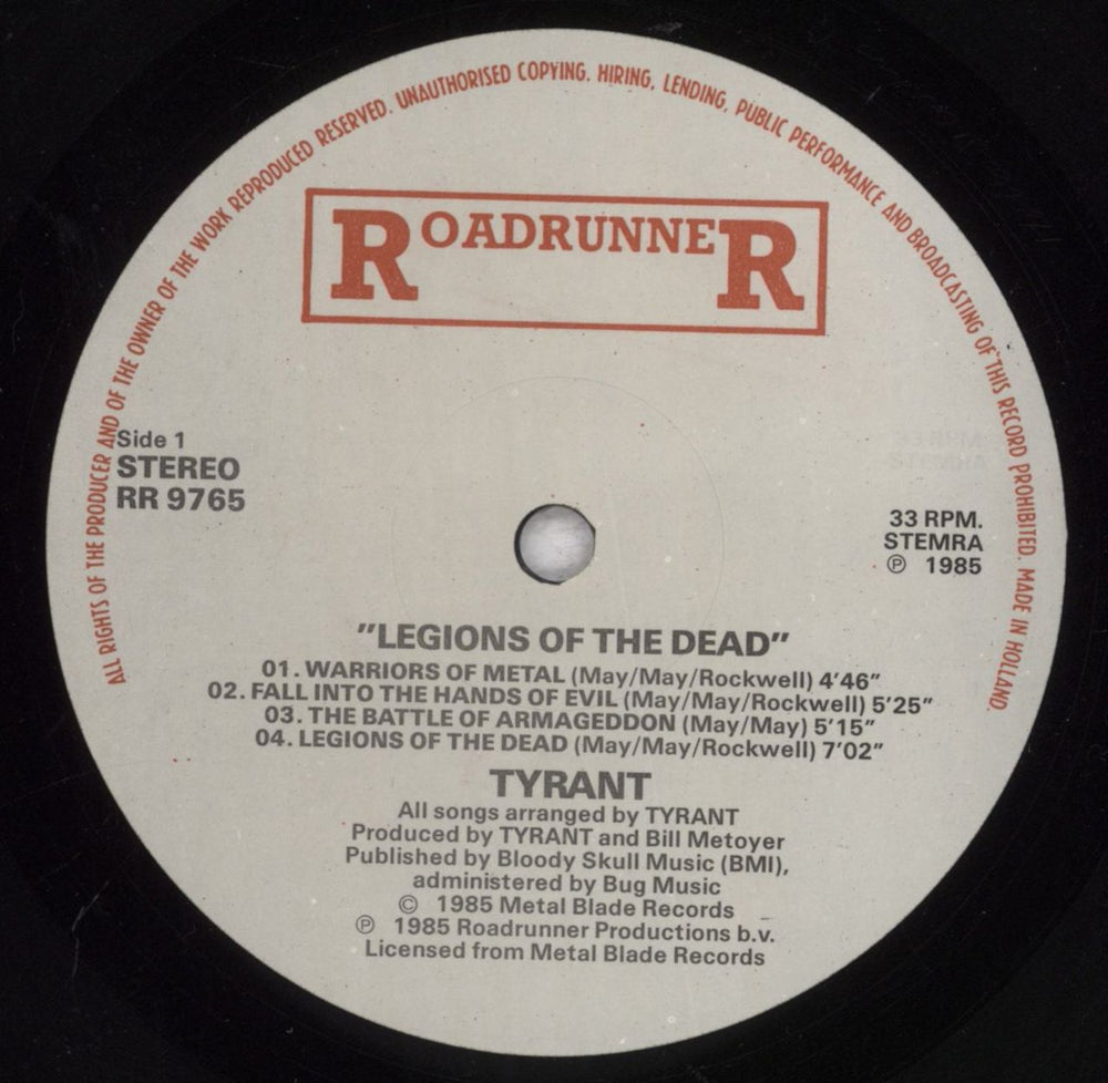 Tyrant Legions Of The Dead UK vinyl LP album (LP record) VY2LPLE840994