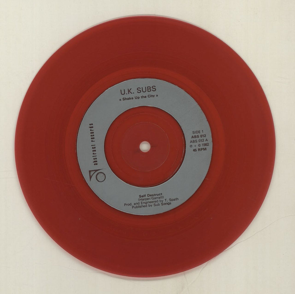 U.K. Subs Shake Up The City - Red Vinyl UK 7" vinyl single (7 inch record / 45) UKS07SH100374