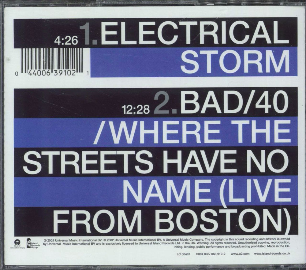U2 Electrical Storm UK 2-CD single set (Double CD single)