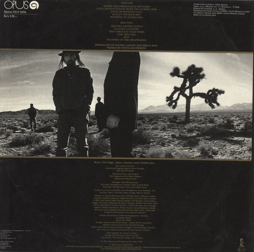 U2 The Joshua Tree Czech vinyl LP album (LP record)