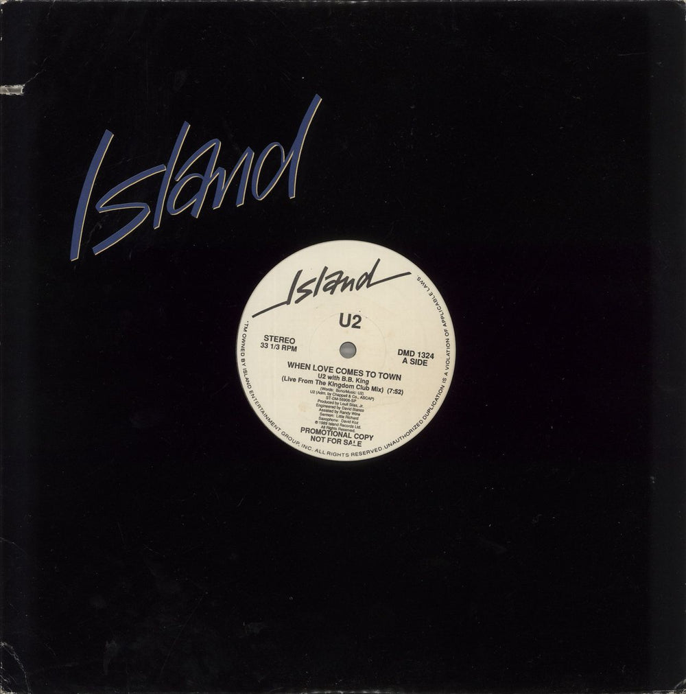 U2 When Love Comes To Town US Promo 12" vinyl single (12 inch record / Maxi-single) DMD1324