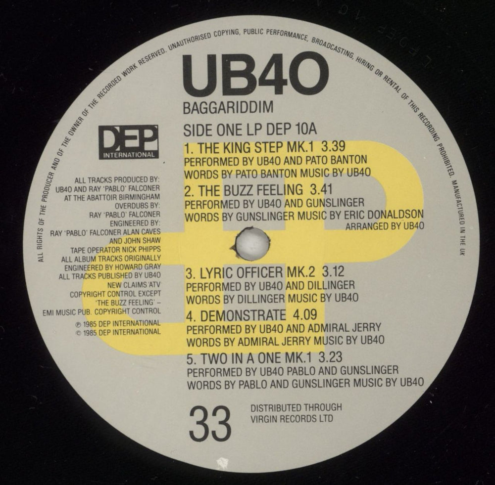 UB40 Baggariddim + 12" EP UK vinyl LP album (LP record) UB4LPBA877137