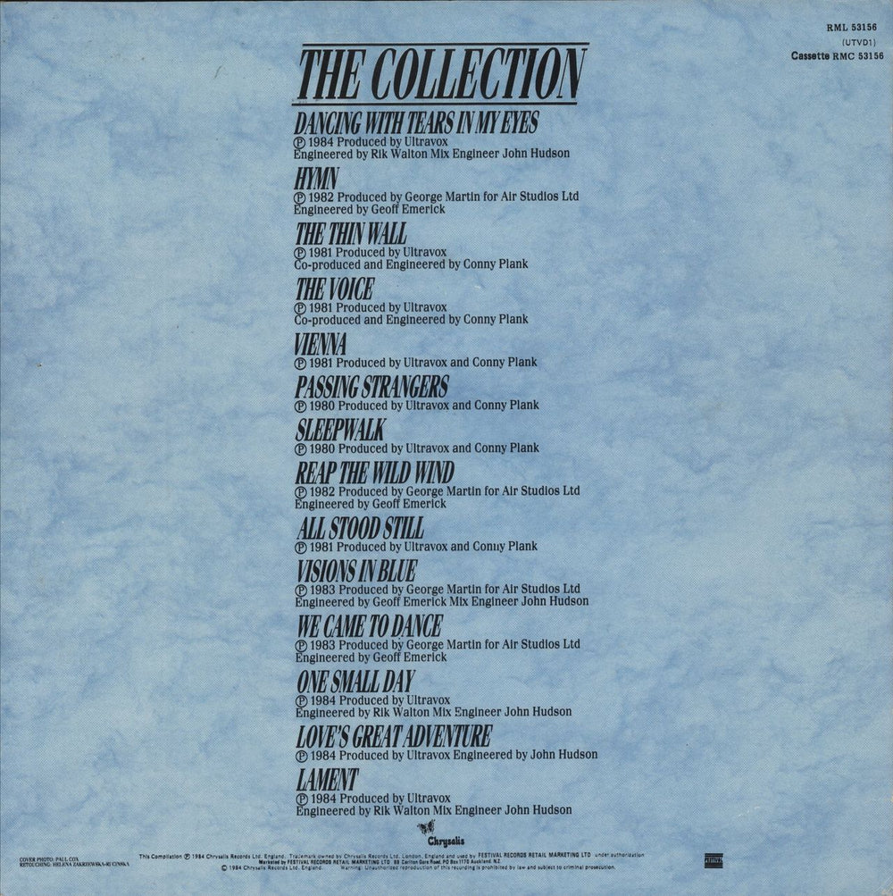Ultravox The Collection New Zealand vinyl LP album (LP record)