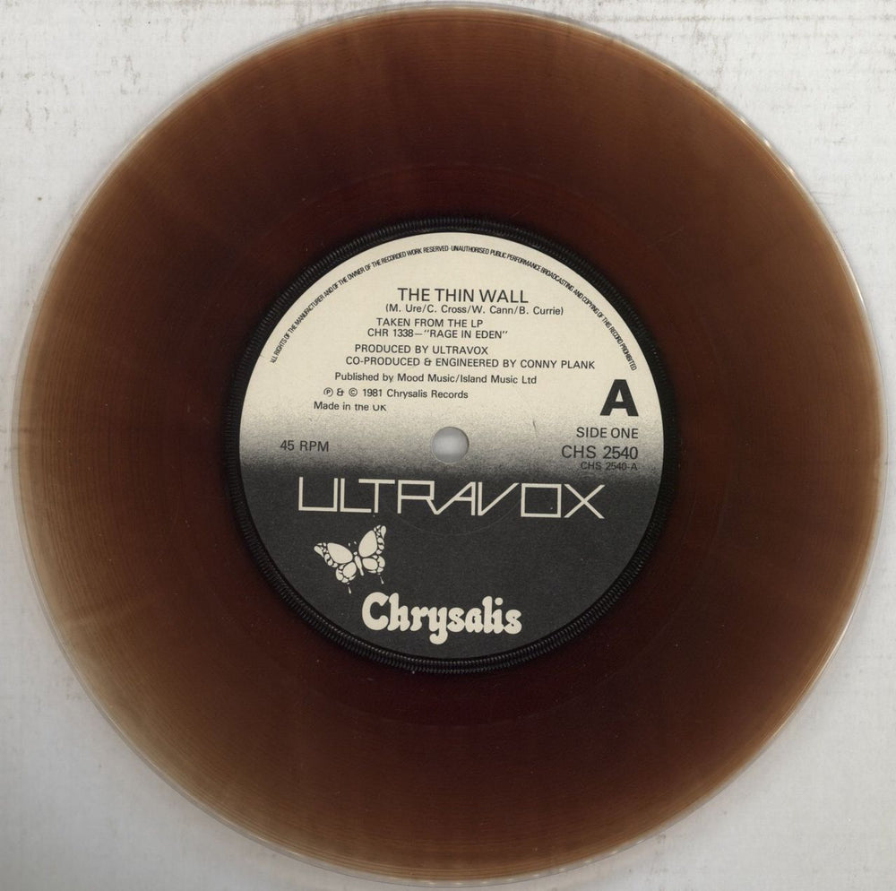 Ultravox The Thin Wall - Brown UK 7" vinyl single (7 inch record / 45) VOX07TH635461