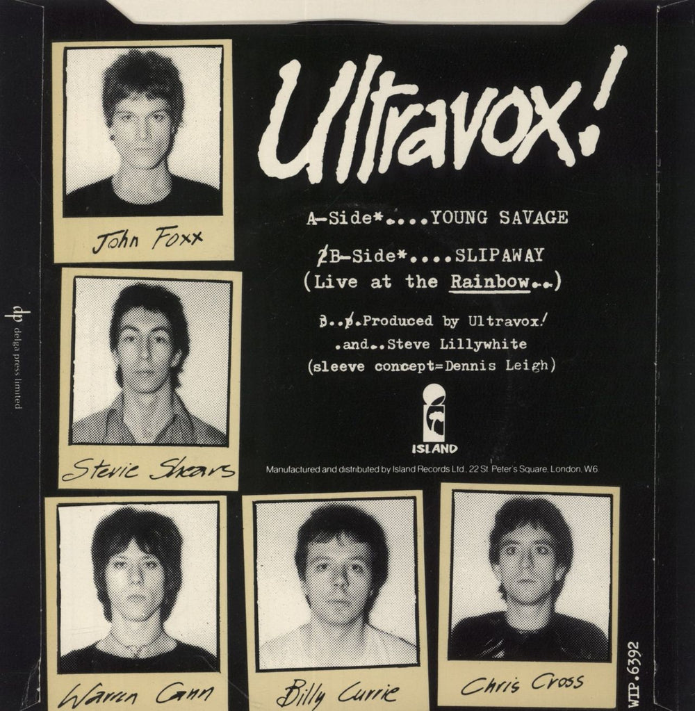 Ultravox Young Savage - P/S UK 7" vinyl single (7 inch record / 45)