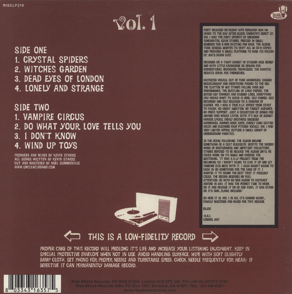 Uncle Acid & The Deadbeats Vol. 1 - Cherry Red Vinyl UK vinyl LP album (LP record) 803343163575