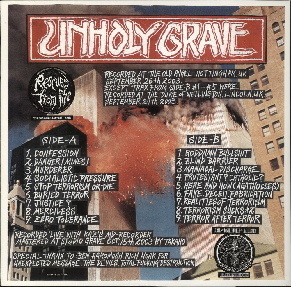 Unholy Grave UK Discharge US vinyl LP album (LP record)