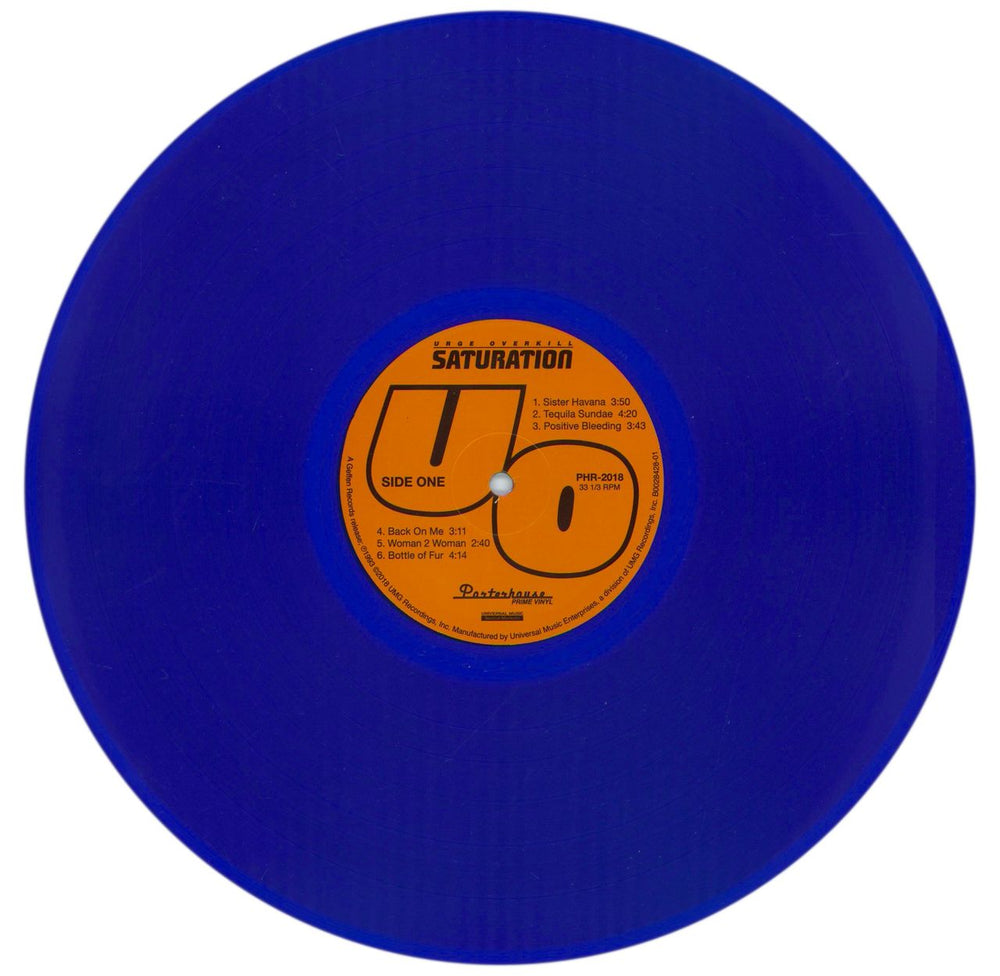 Urge Overkill Saturation - Blue Vinyl US vinyl LP album (LP record) UOVLPSA873018