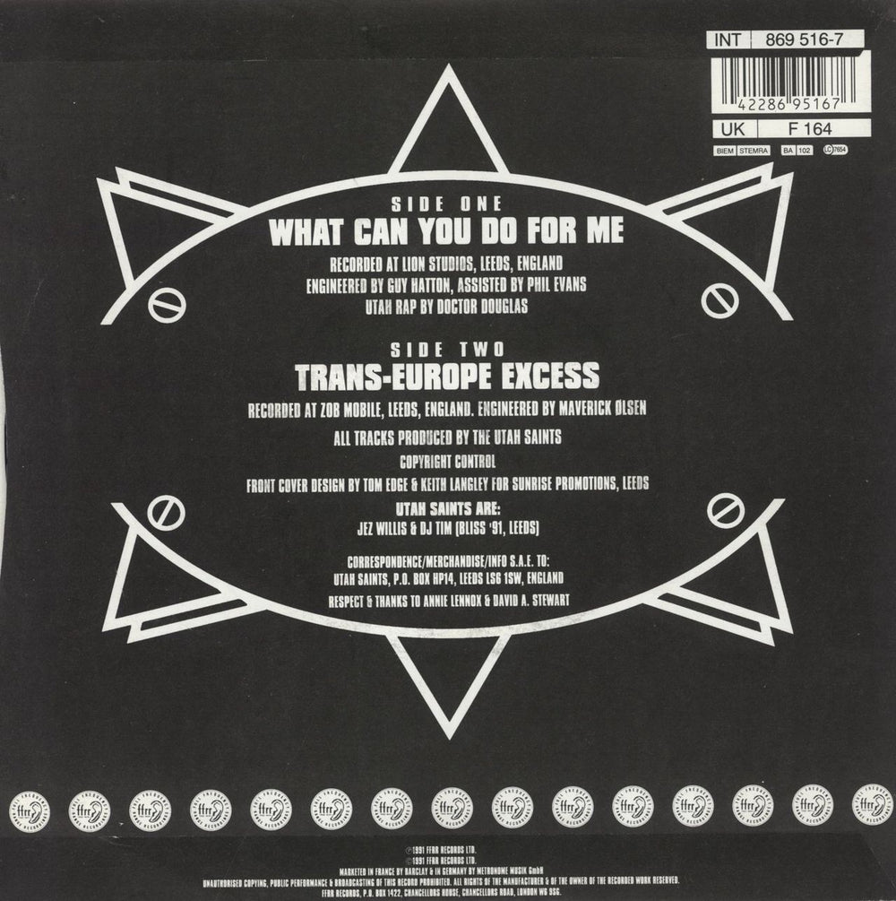 Utah Saints What Can You Do For Me UK 7" vinyl single (7 inch record / 45) 042286951676