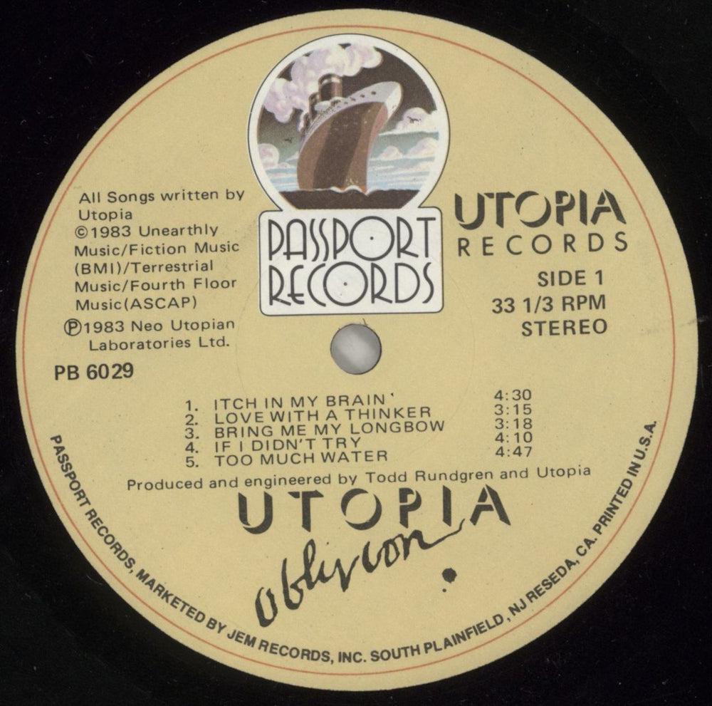Utopia (US) Oblivion - Hype Stickered Shrink US vinyl LP album (LP record) UTOLPOB664717