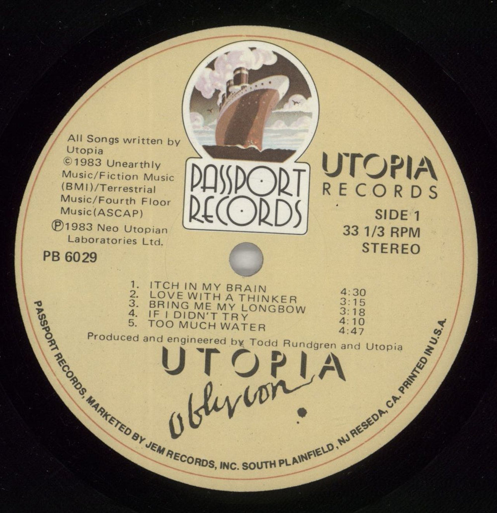 Utopia (US) Oblivion US vinyl LP album (LP record) UTOLPOB357612